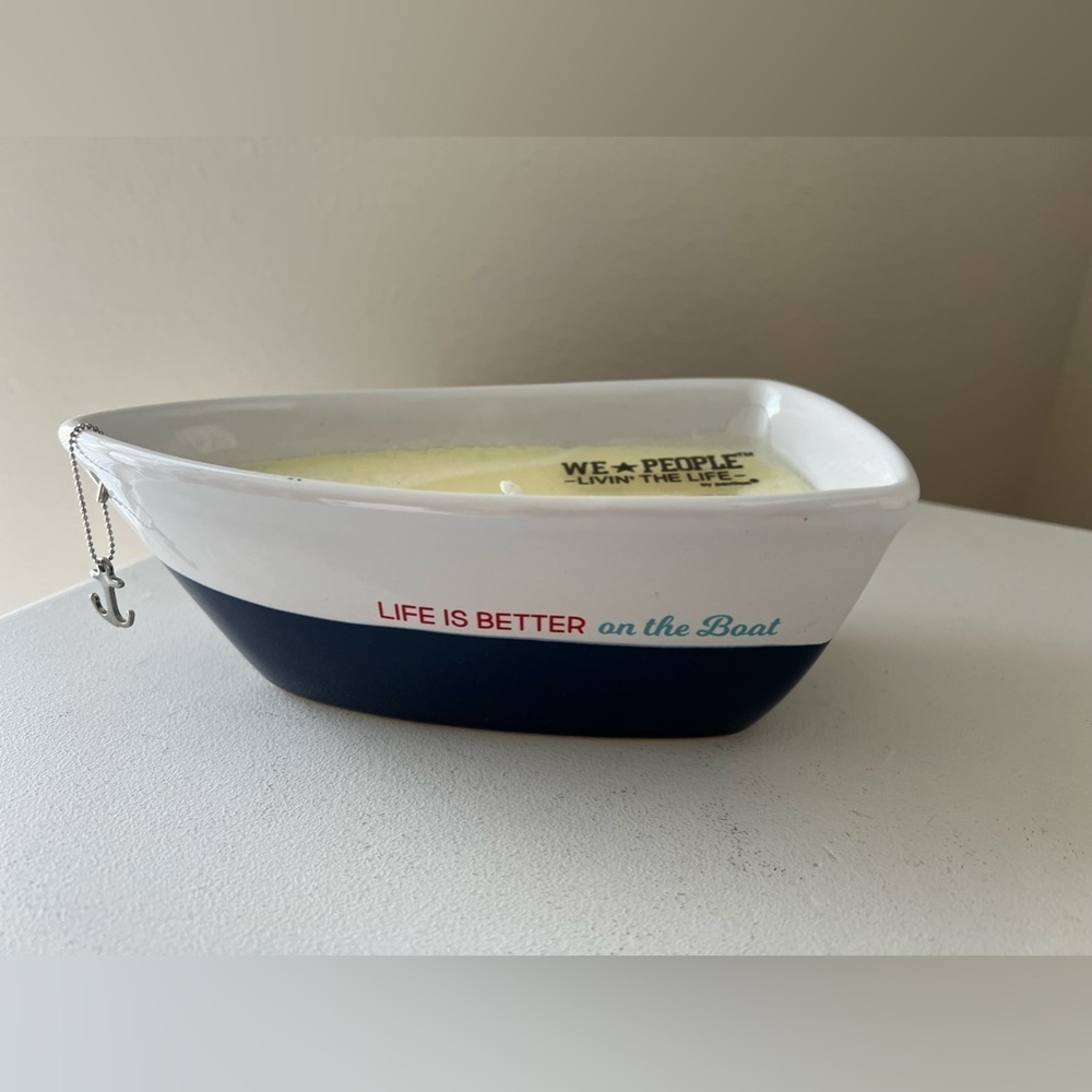 Pavilion Gift Company 10 Oz Triple Wick Candle | Ceramic Boat | Tranquility